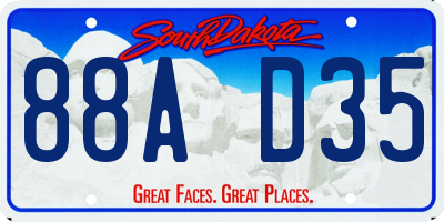 SD license plate 88AD35