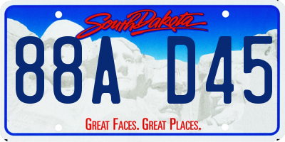 SD license plate 88AD45