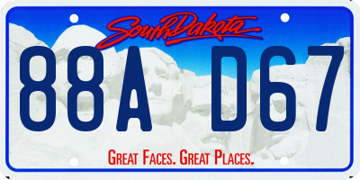 SD license plate 88AD67