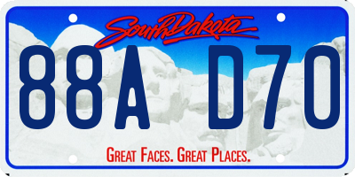 SD license plate 88AD70
