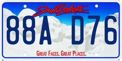 SD license plate 88AD76
