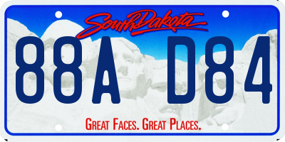SD license plate 88AD84