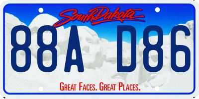 SD license plate 88AD86