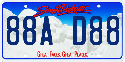 SD license plate 88AD88