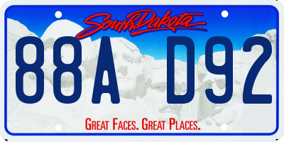 SD license plate 88AD92