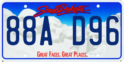 SD license plate 88AD96
