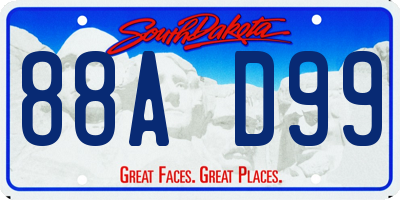 SD license plate 88AD99