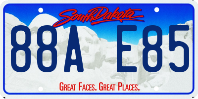 SD license plate 88AE85