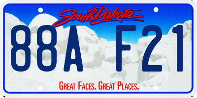 SD license plate 88AF21