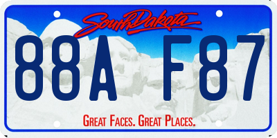 SD license plate 88AF87
