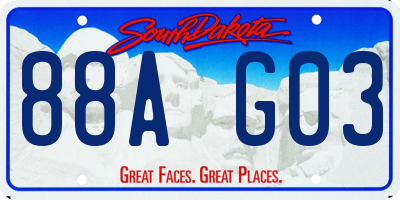 SD license plate 88AG03