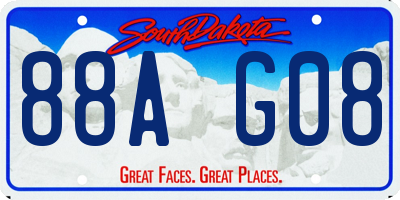 SD license plate 88AG08