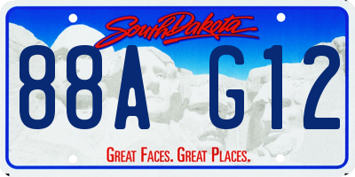 SD license plate 88AG12