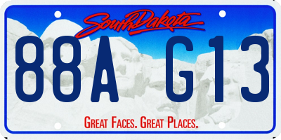 SD license plate 88AG13