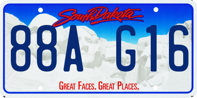 SD license plate 88AG16