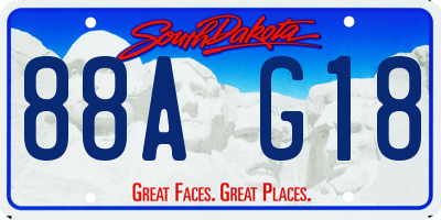 SD license plate 88AG18