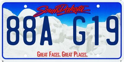 SD license plate 88AG19