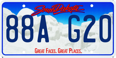 SD license plate 88AG20