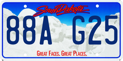 SD license plate 88AG25