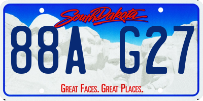 SD license plate 88AG27