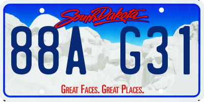 SD license plate 88AG31