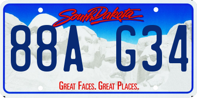 SD license plate 88AG34