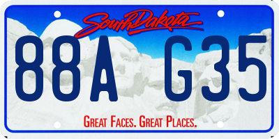 SD license plate 88AG35