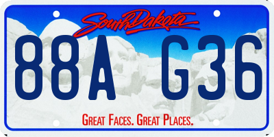 SD license plate 88AG36