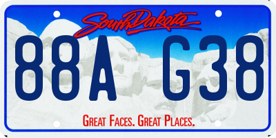 SD license plate 88AG38