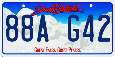 SD license plate 88AG42