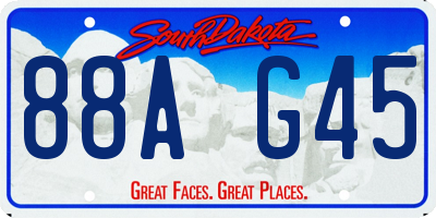 SD license plate 88AG45