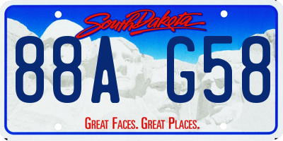 SD license plate 88AG58