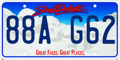 SD license plate 88AG62