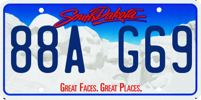 SD license plate 88AG69