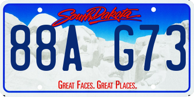SD license plate 88AG73