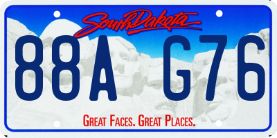 SD license plate 88AG76