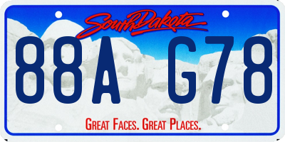 SD license plate 88AG78
