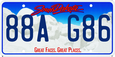 SD license plate 88AG86