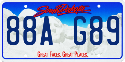 SD license plate 88AG89