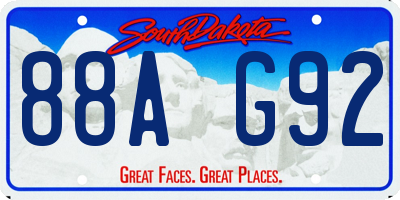 SD license plate 88AG92