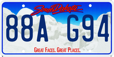 SD license plate 88AG94