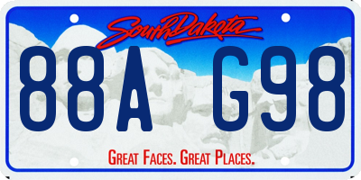 SD license plate 88AG98