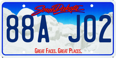 SD license plate 88AJ02