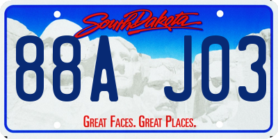 SD license plate 88AJ03