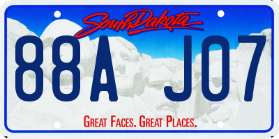 SD license plate 88AJ07