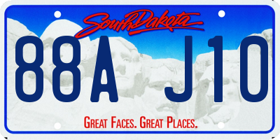 SD license plate 88AJ10
