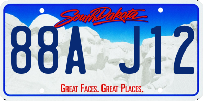 SD license plate 88AJ12