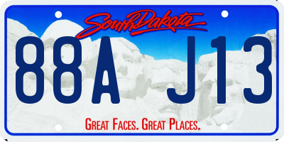 SD license plate 88AJ13