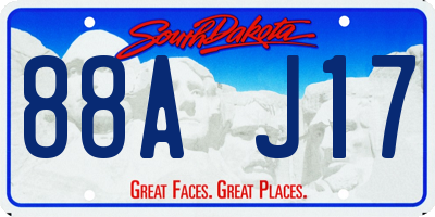 SD license plate 88AJ17