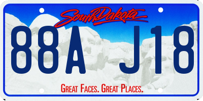 SD license plate 88AJ18